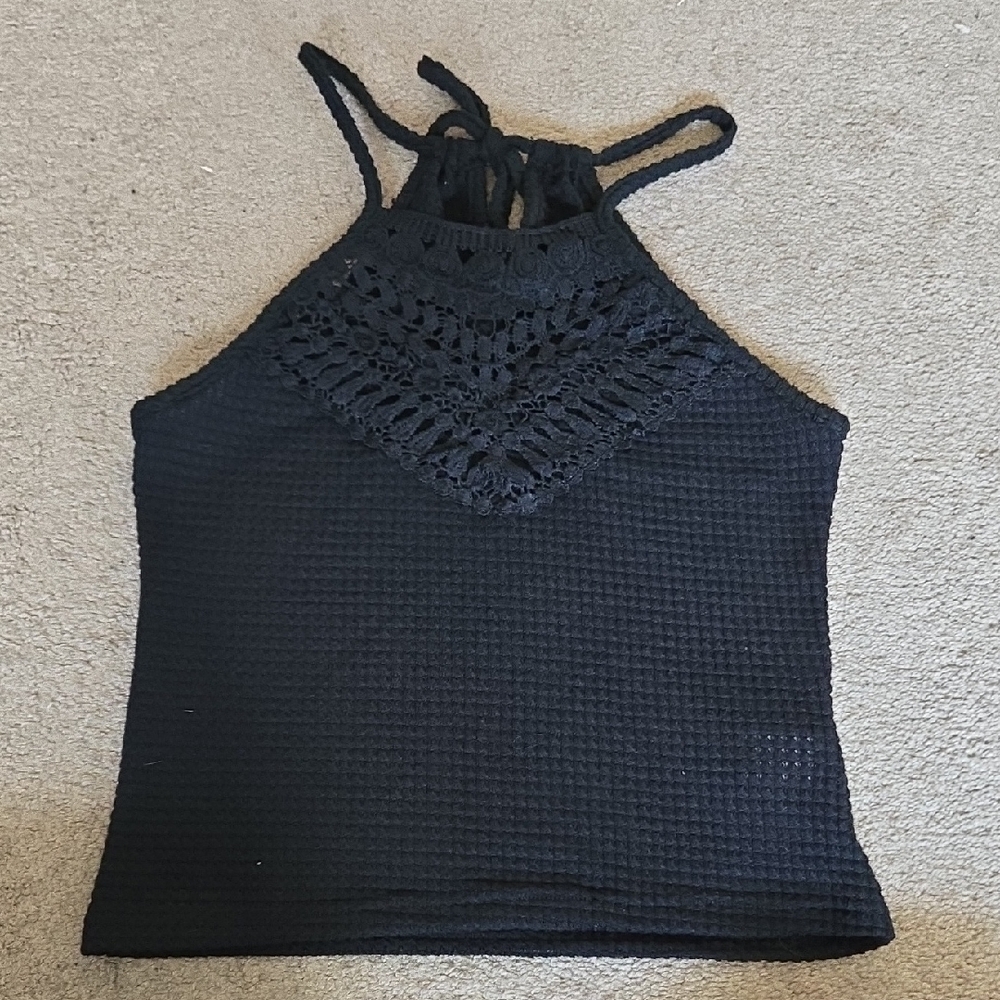 SHEIN Black Crochet Halter Top